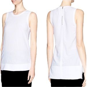 NWOT HELMUT LANG white sleeveless high-low zipper back & sides P/XS new